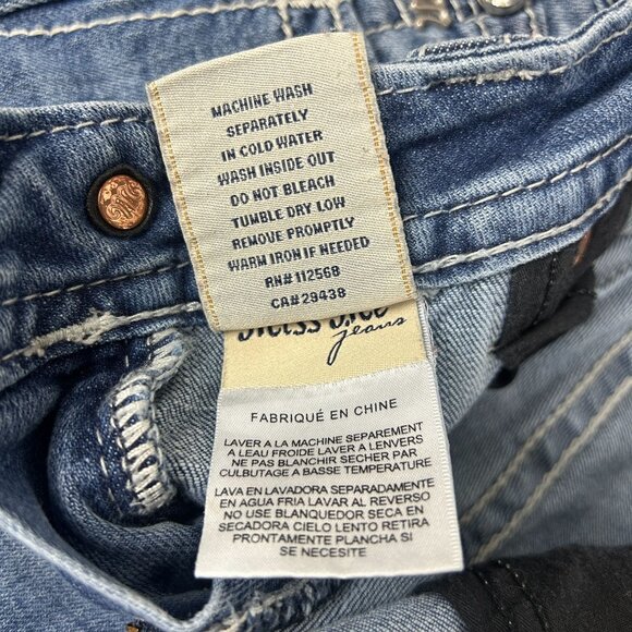 Miss Me Signature Boot Jeans Womens 27 Blue Five Pocket Zip Fly Button Closure - Picture 9 of 10